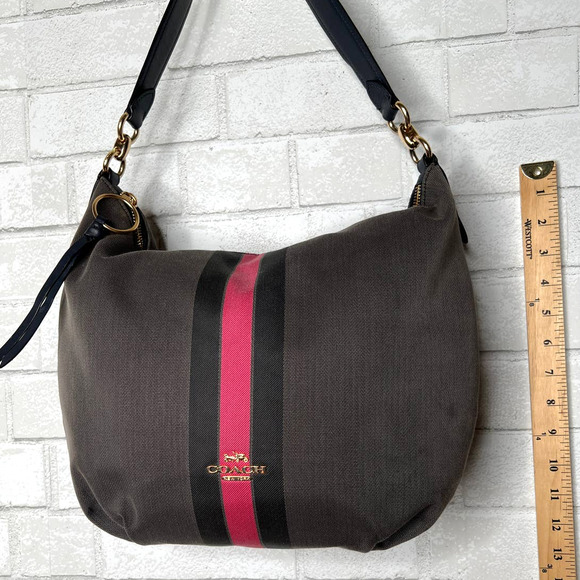 Coach Black and Pink Stripe Tote - Picture 4 of 6